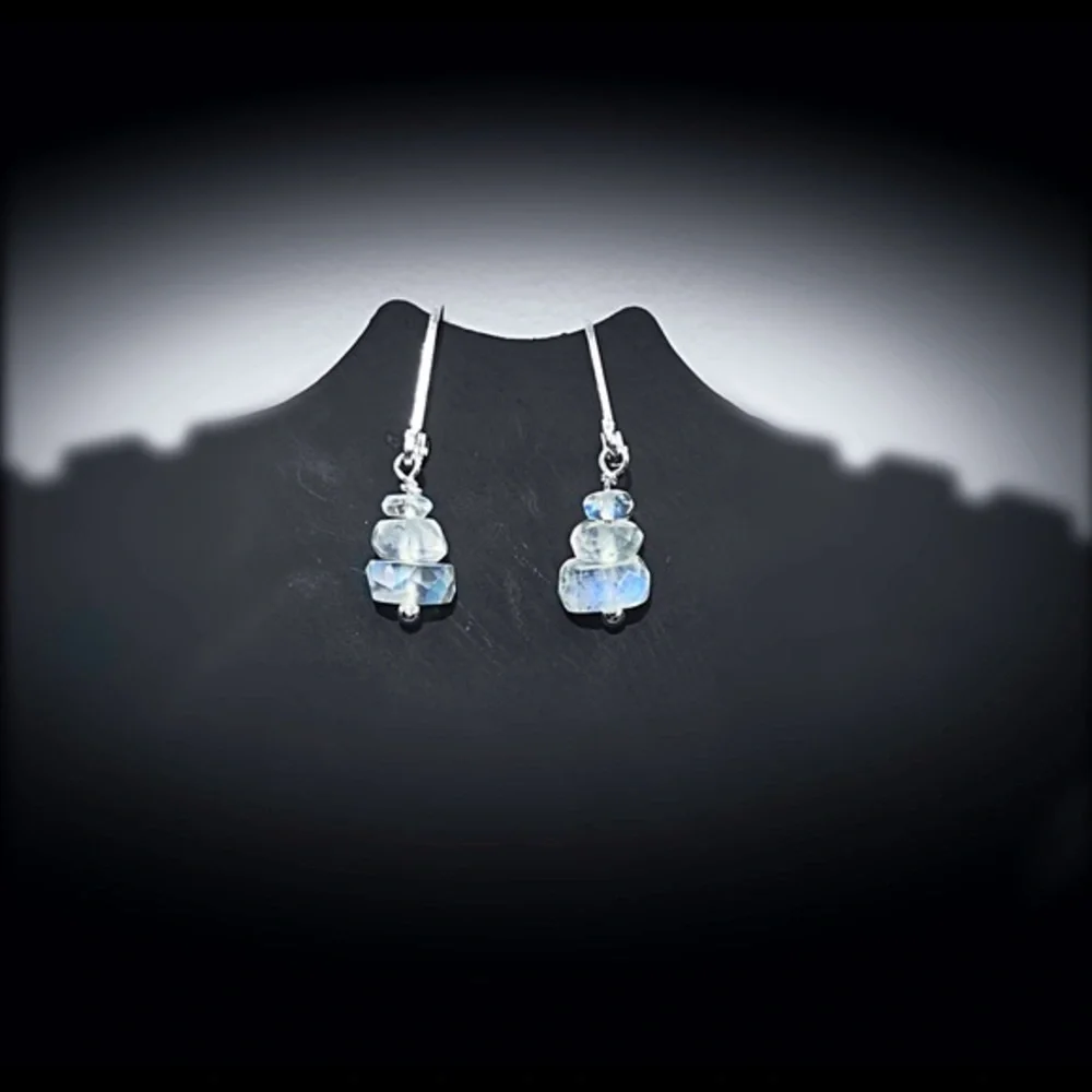 Genuine Moonstone & 925 Silver Earrings! - Picture 6 of 8
